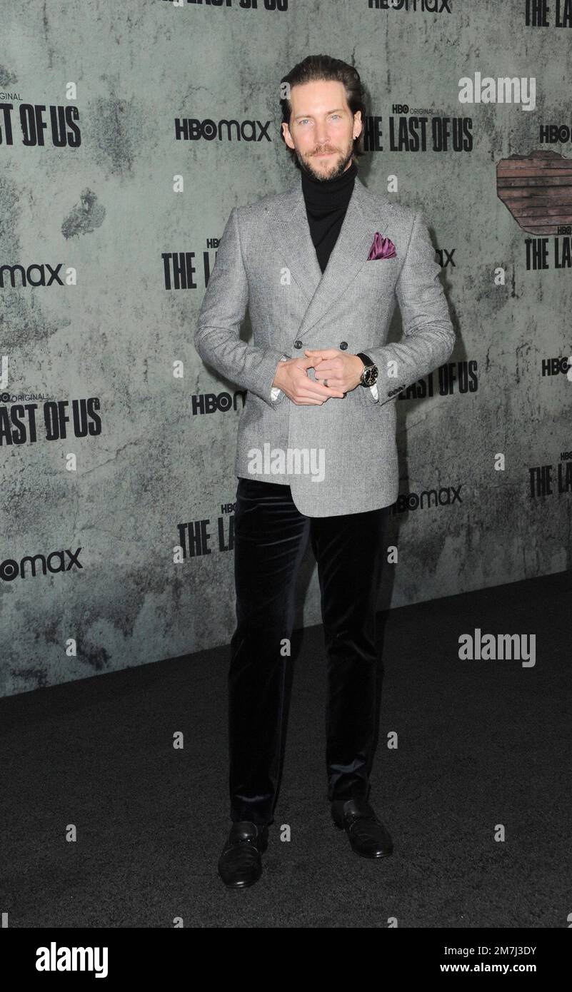 Troy Baker arrives at HBO's THE LAST OF US Premiere held at the Regency  Village Theater in Westwood, CA on Monday, ?January 9, 2023. (Photo By  Sthanlee B. Mirador/Sipa USA Stock Photo 