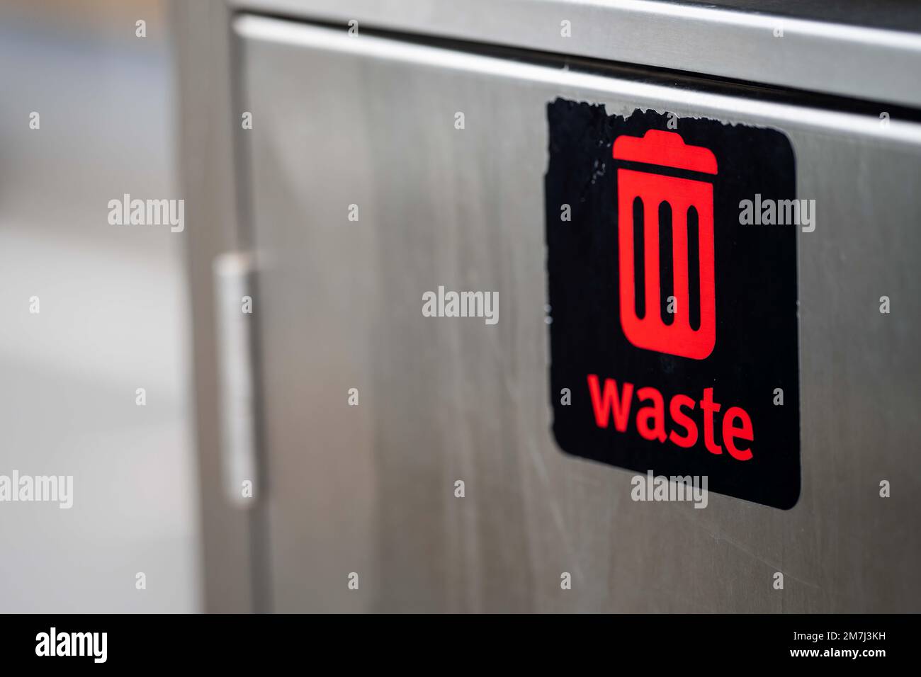 red waste bin. red rubbish bin in new york america in usa Stock Photo