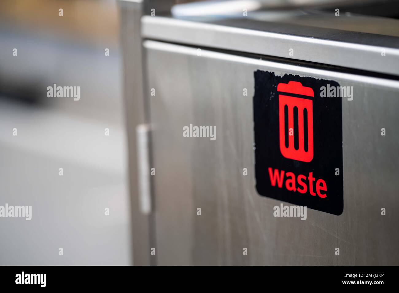 red waste bin. red rubbish bin in new york america in usa Stock Photo