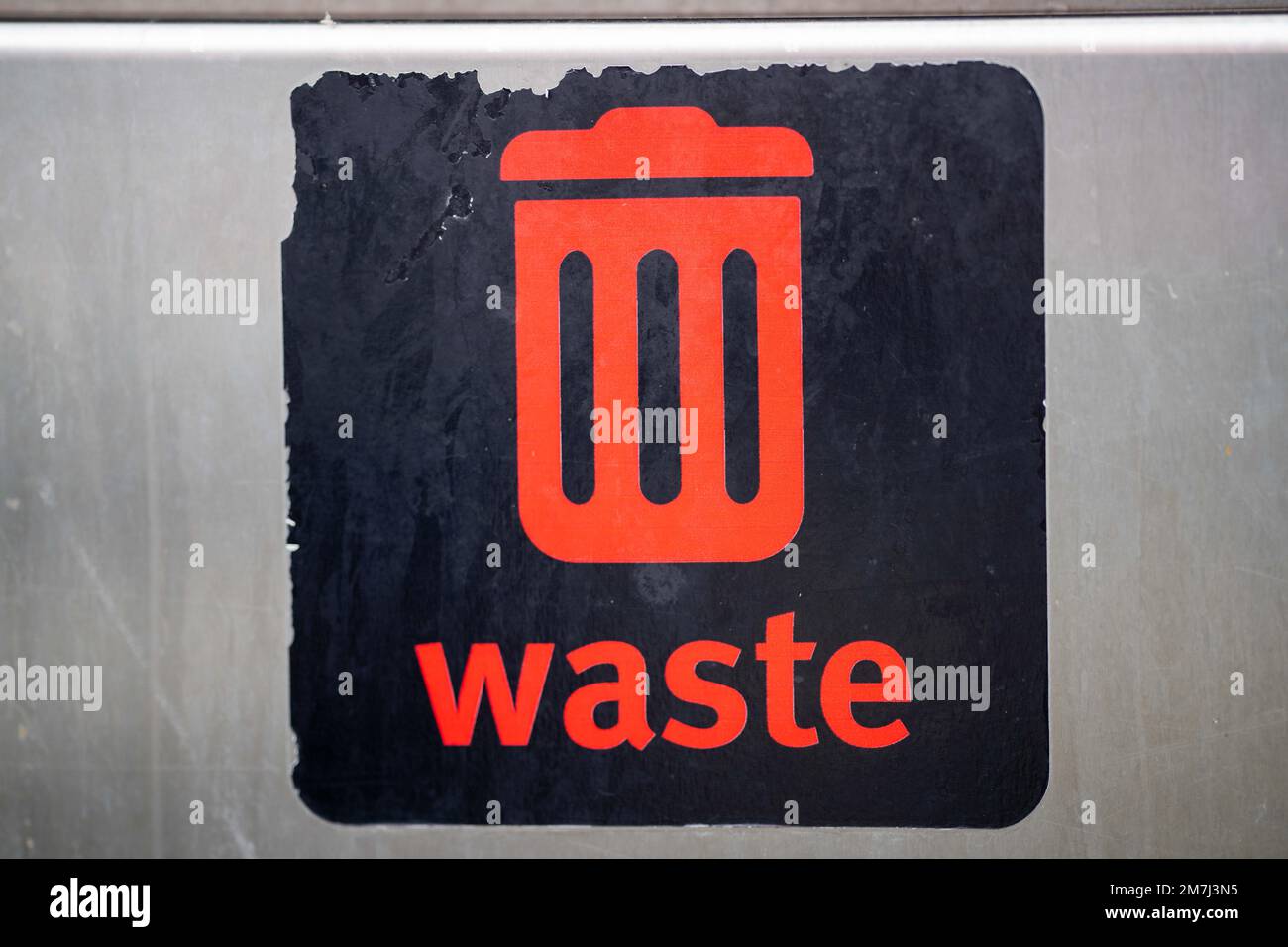 red waste bin. red rubbish bin in new york america in usa Stock Photo