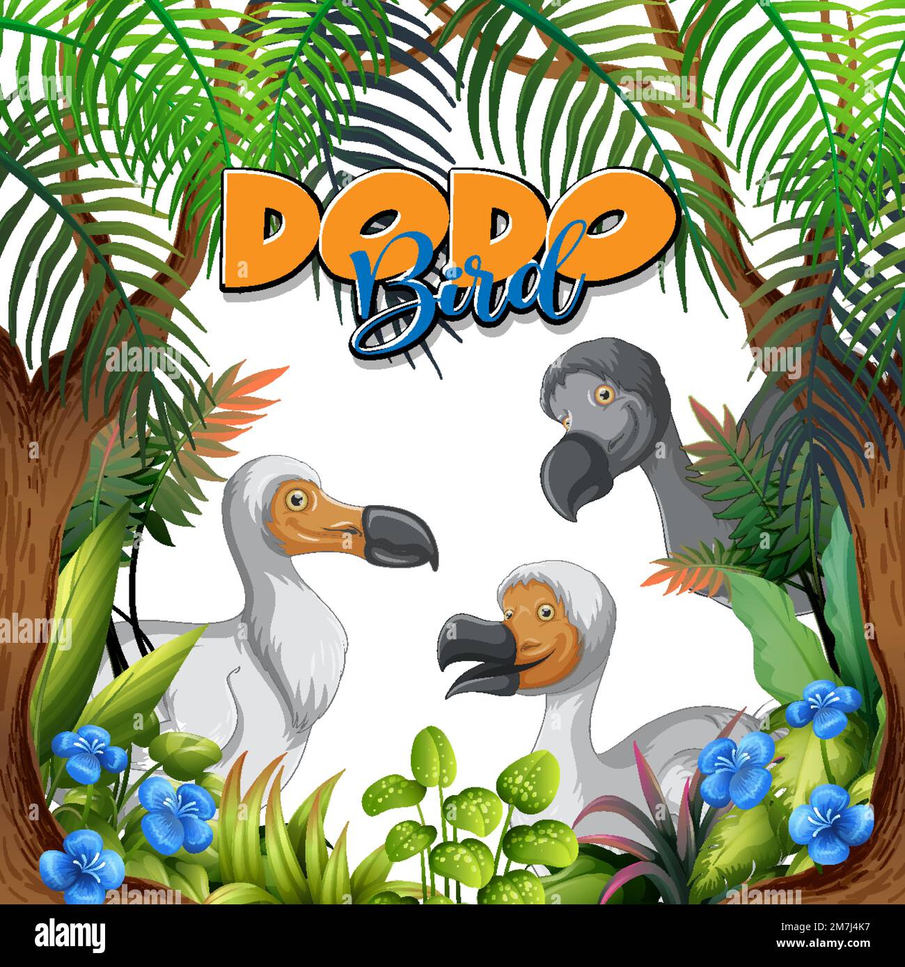 Dodo bird extinction animal cartoon character illustration Stock Vector