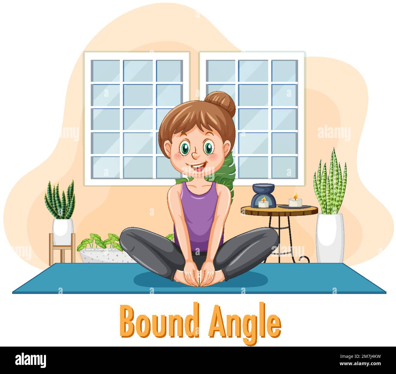 Woman doing yoga at home illustration Stock Vector Image & Art - Alamy