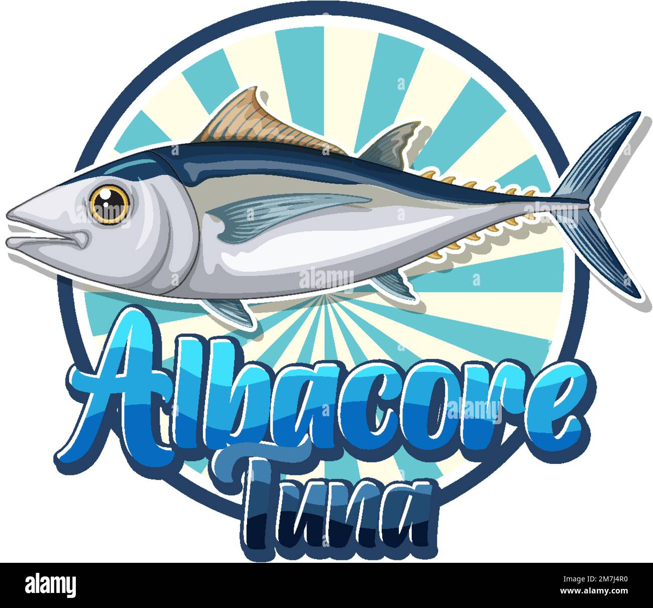 Albacore tuna logo with carton character illustration Stock Vector