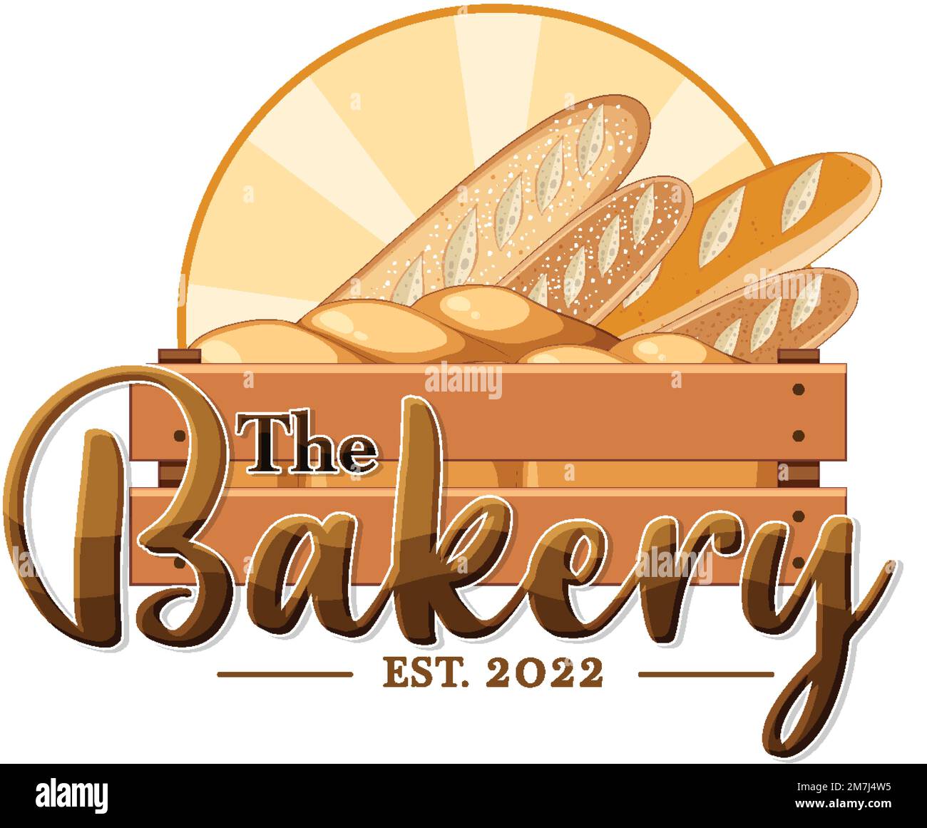 Bakery text banner with baguette illustration Stock Vector Image & Art ...
