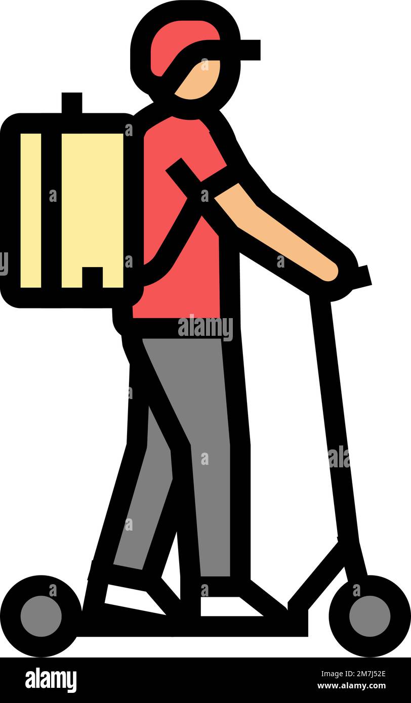 scooter courier color icon vector illustration Stock Vector Image & Art ...