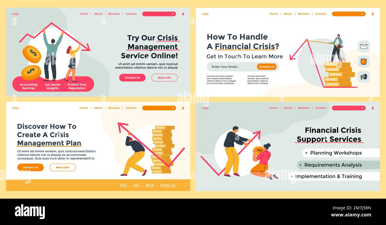 Web banner design set with crisis management work Stock Vector Image ...