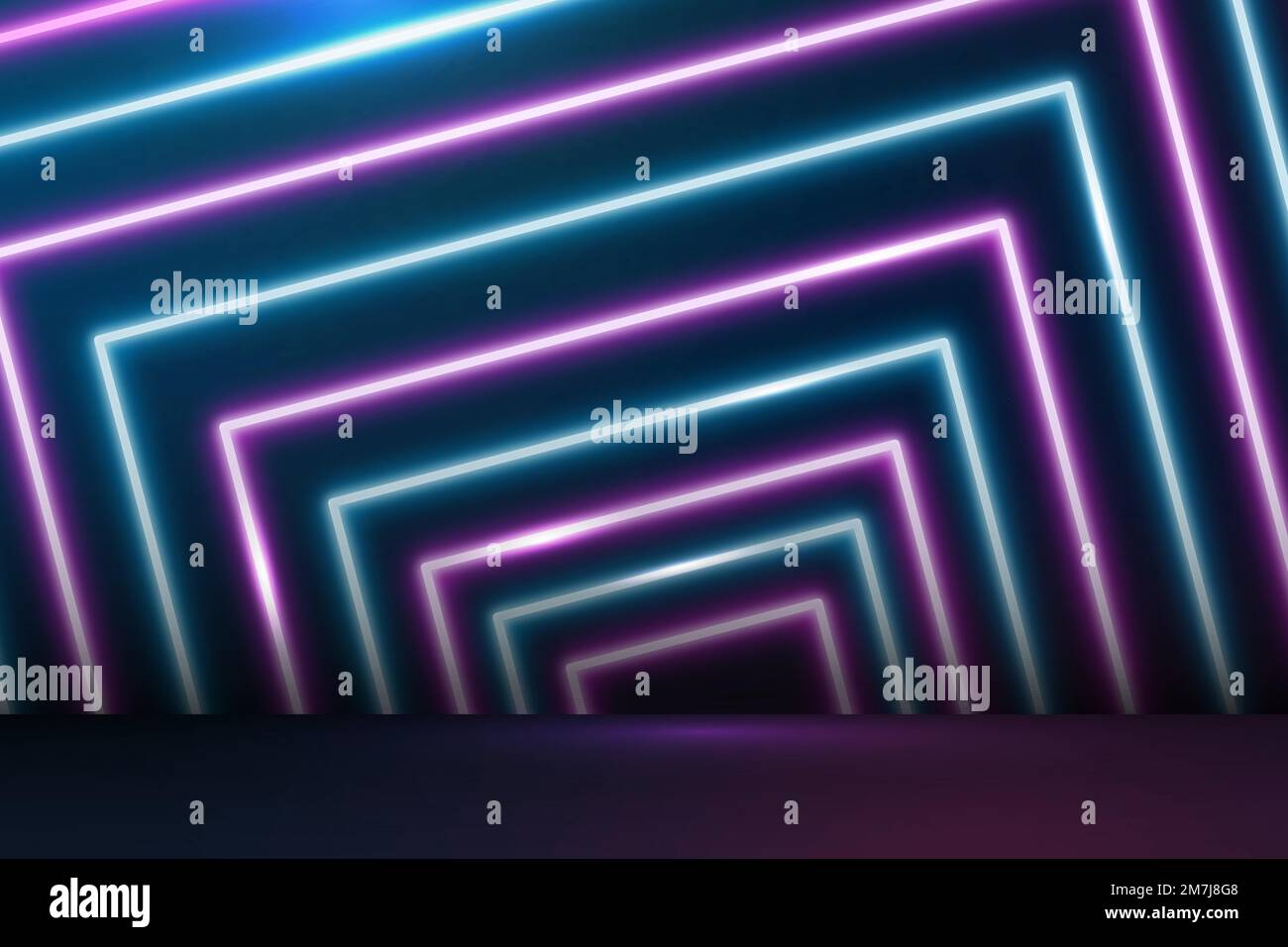 Glowing blue and pink neon lines patterned background Stock Vector