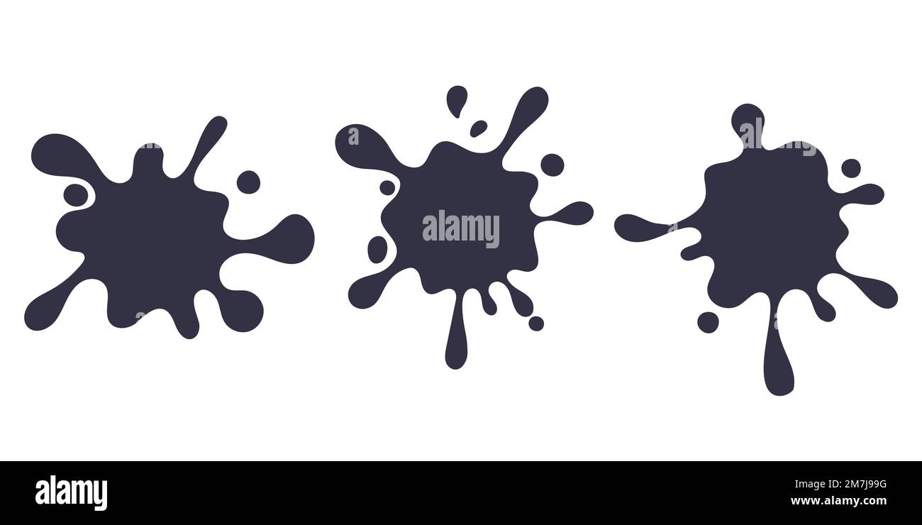 Cartoon drops, splashes and splatters. Set of stains of paint and ink with splashes. Vector illustration Stock Vector