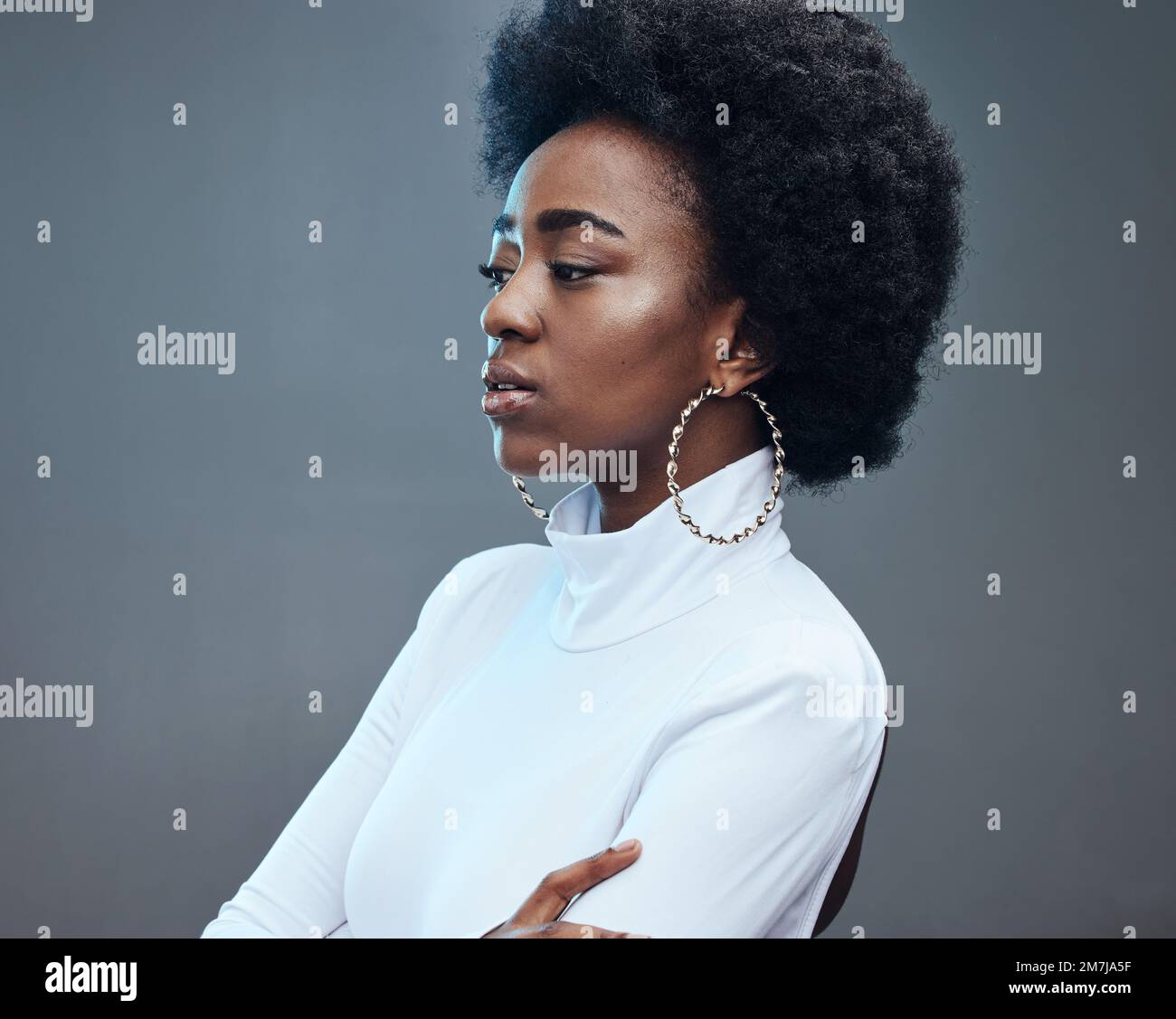 Stress, thinking and black woman with mental health, anxiety and focus