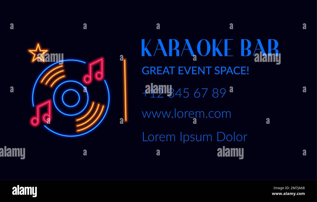 Karaoke bar, business card with logo and info Stock Vector Image & Art