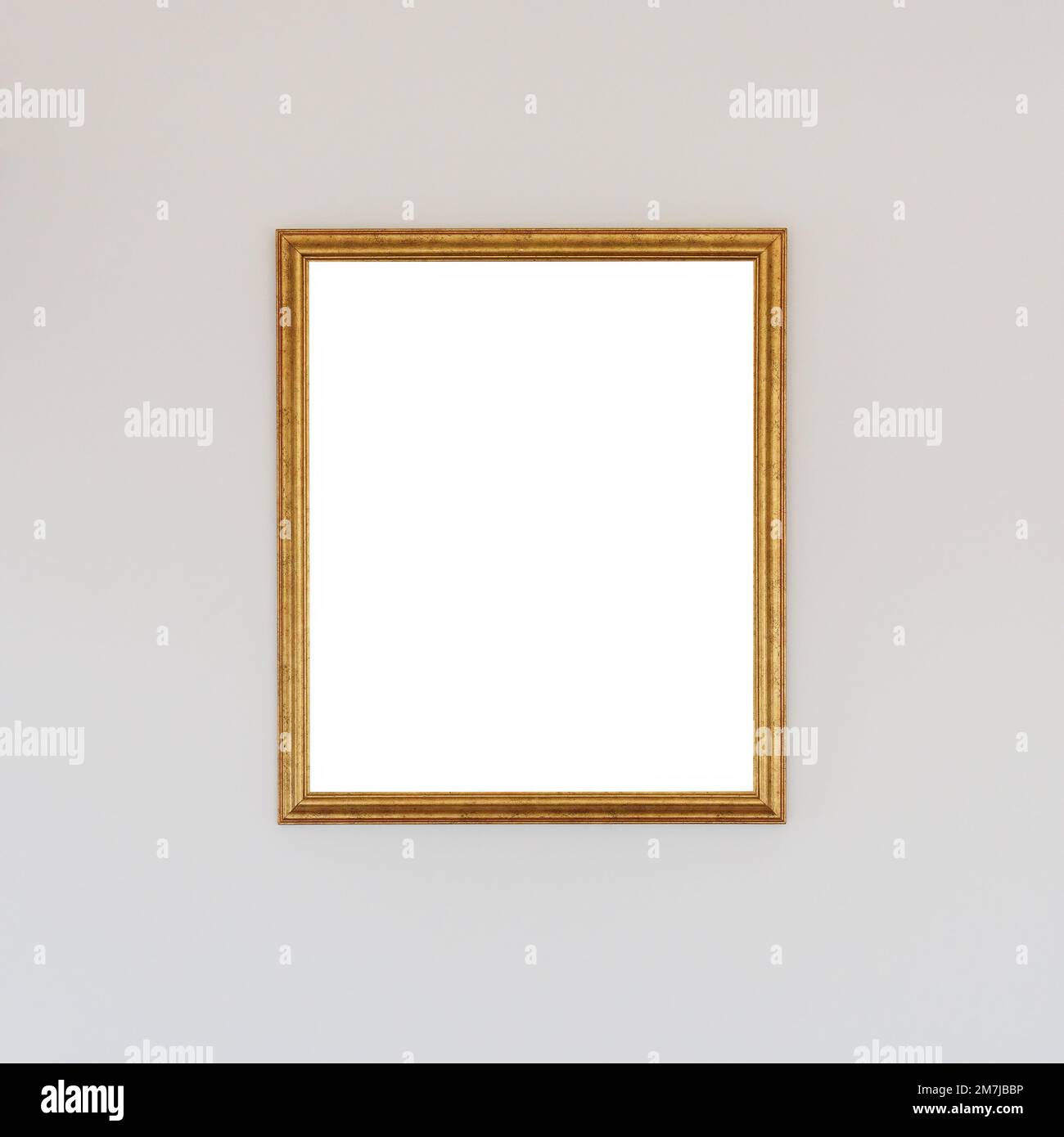 Empty picture frame with mockup copy space hanging on the wall, square format Stock Photo