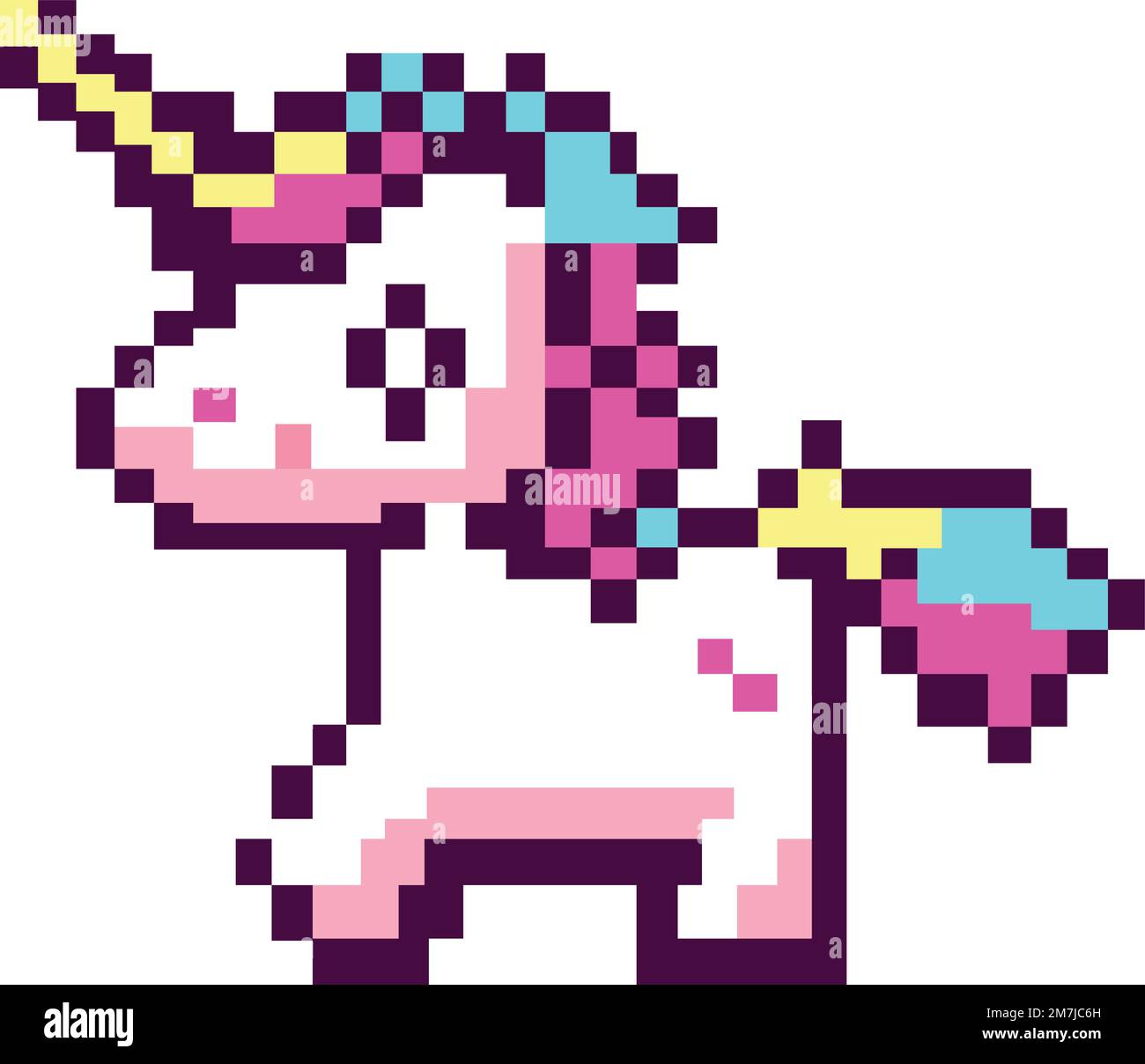 Pixel art 8bit of a colorful unicorn Stock Vector