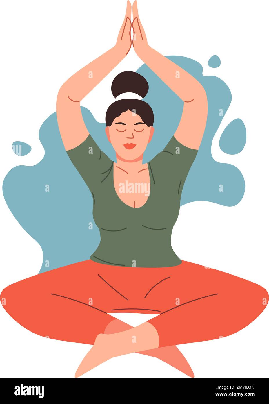 Balance and meditation, resting woman doing yoga Stock Vector Image ...