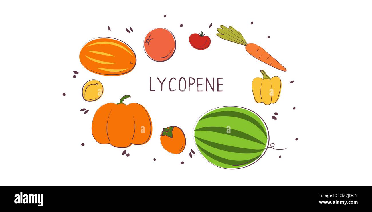 Lycopenecontaining food. Groups of healthy products containing