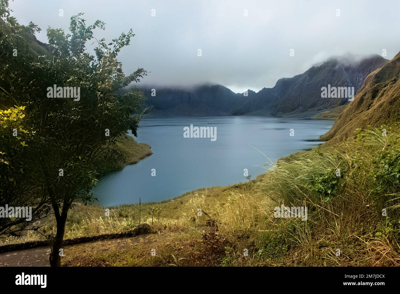 View of Lake Pinatubo, crater lake at Mount Pinatubo, Zambales, Luzon, Philippines Stock Photo