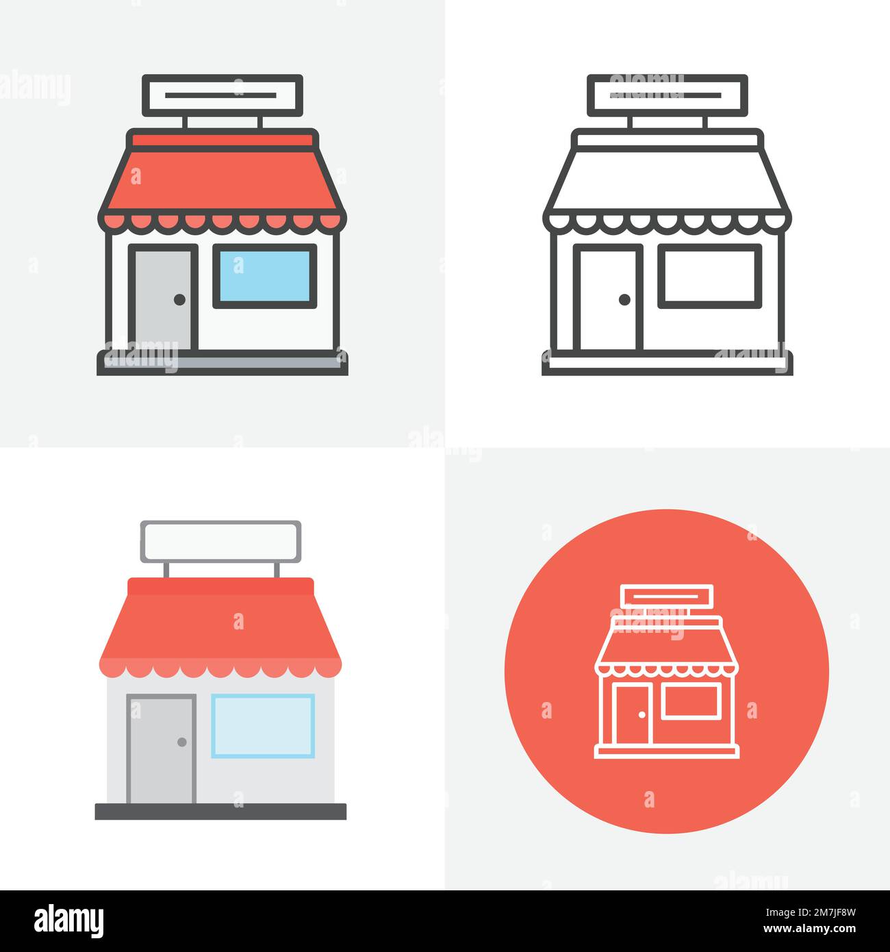 Store icon, colored outline icon of a store, warehouse. Symbol and logo illustration for commercial store. Vector icon. Stock Vector