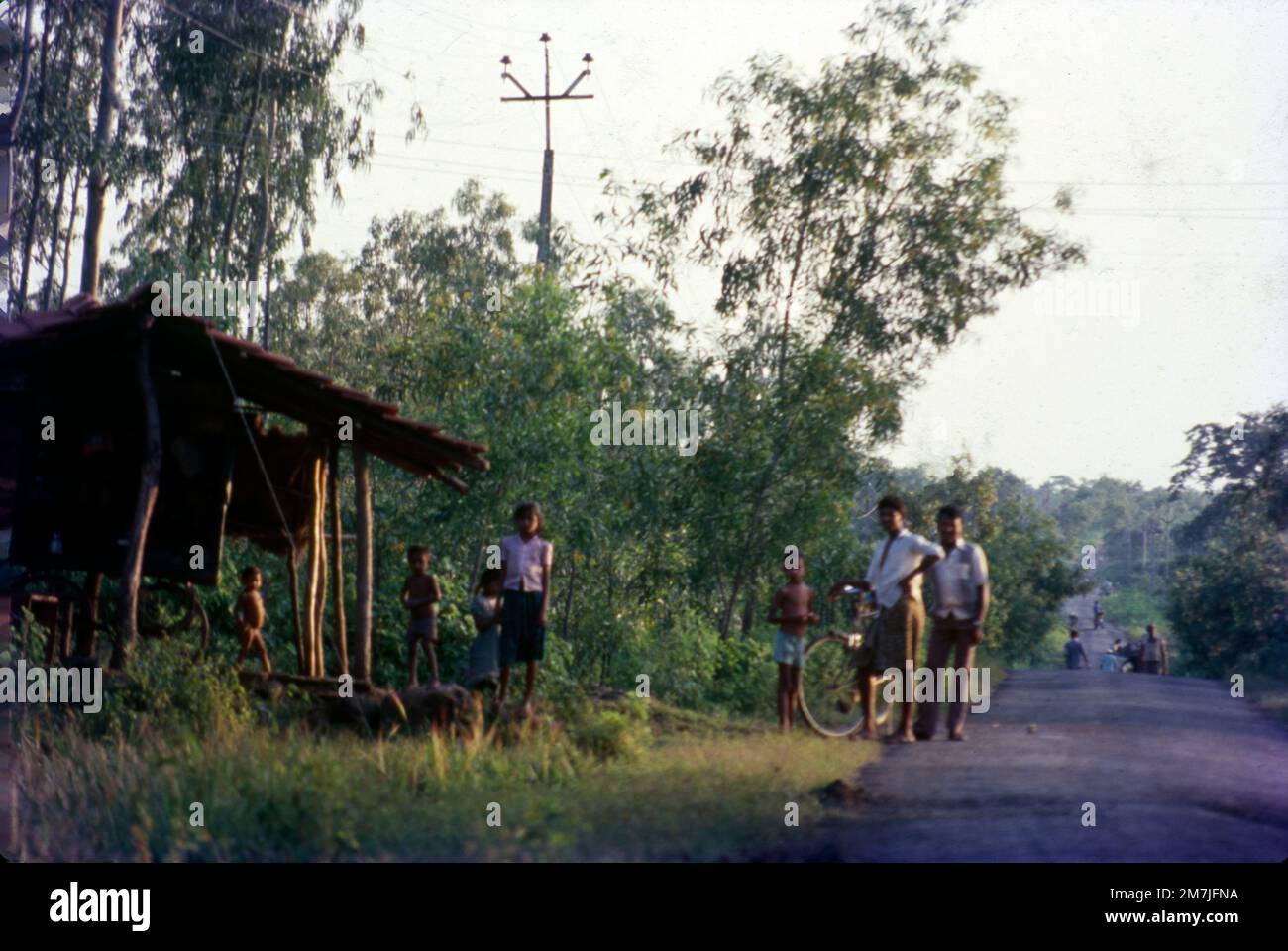 Village People on Village Road in Gujrat Village, India Stock Photo