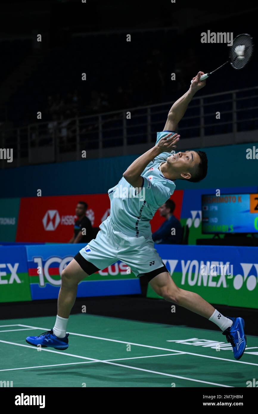 Indias Srikanth Kidambi competes against Thailands Kunlavut Vitidsarn during their mens singles badminton group stage match at the BWF World Tour Finals in Nusa Dua, Bali, Indonesia, Thursday, Dec