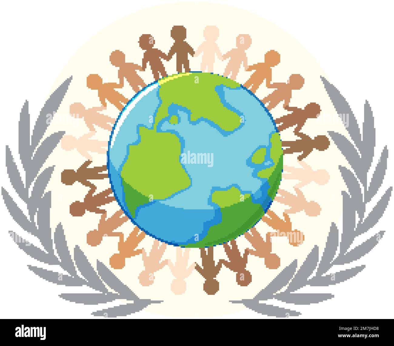 Human icons around earth globe illustration Stock Vector Image & Art ...