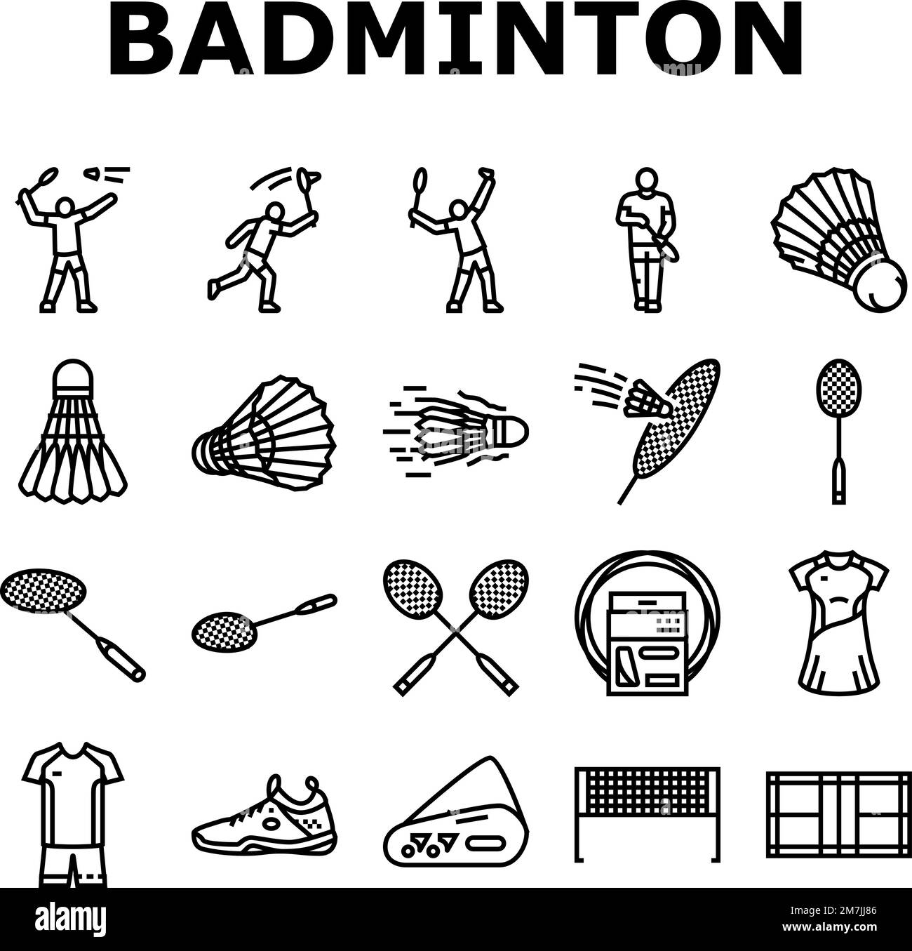 badminton shuttlecock sport icons set vector Stock Vector Image & Art ...