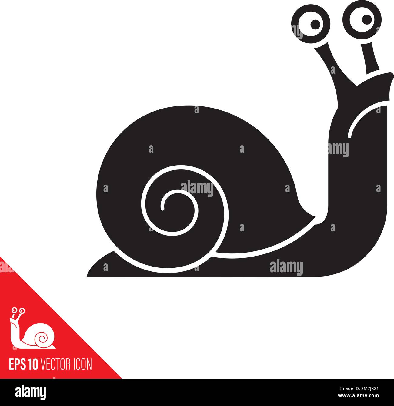 Sad snail cartoon character vector icon. Invertebrate symbol Stock