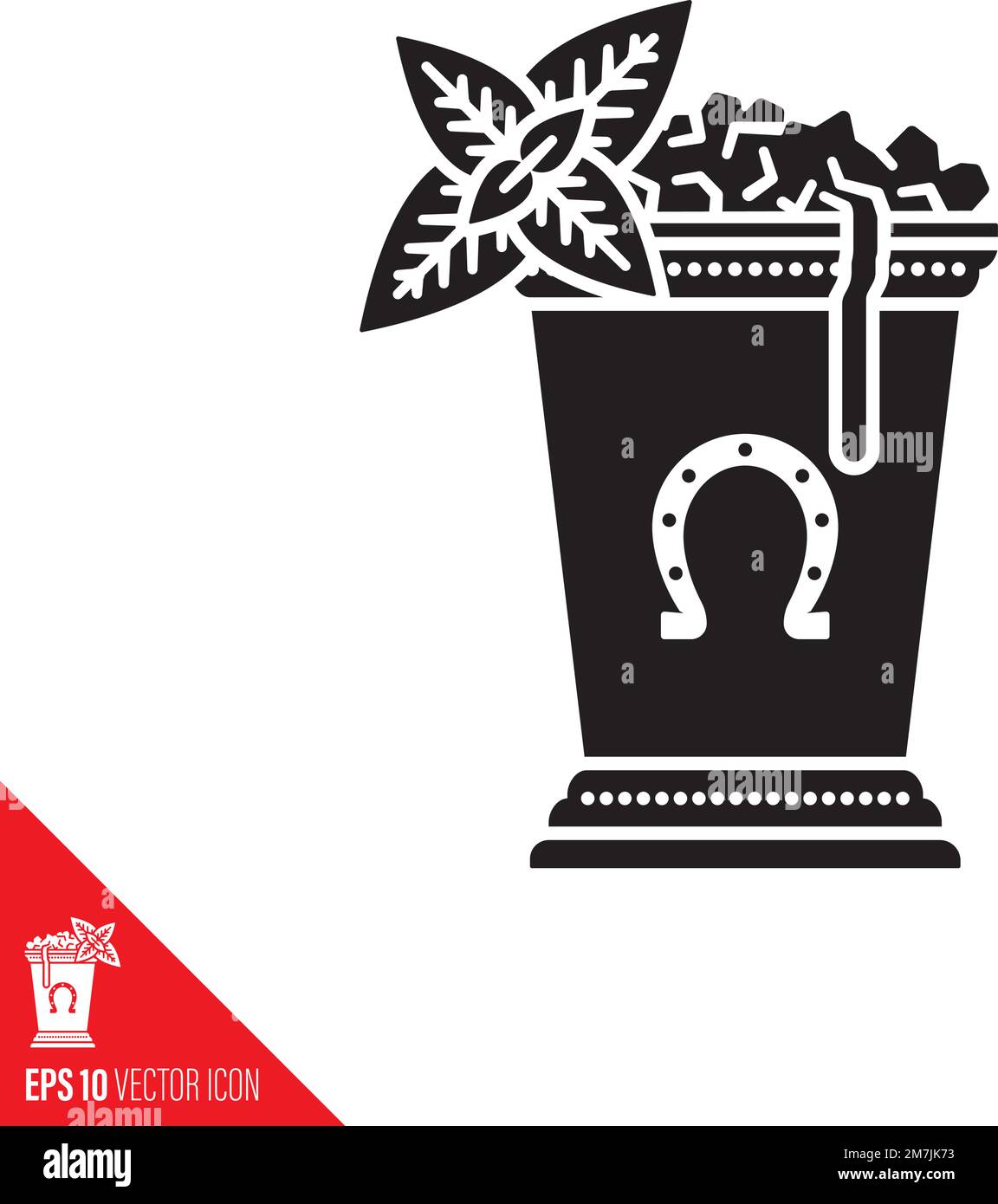 Kentucky Derby Mint Julep drink in silver cup vector icon. Classic ...