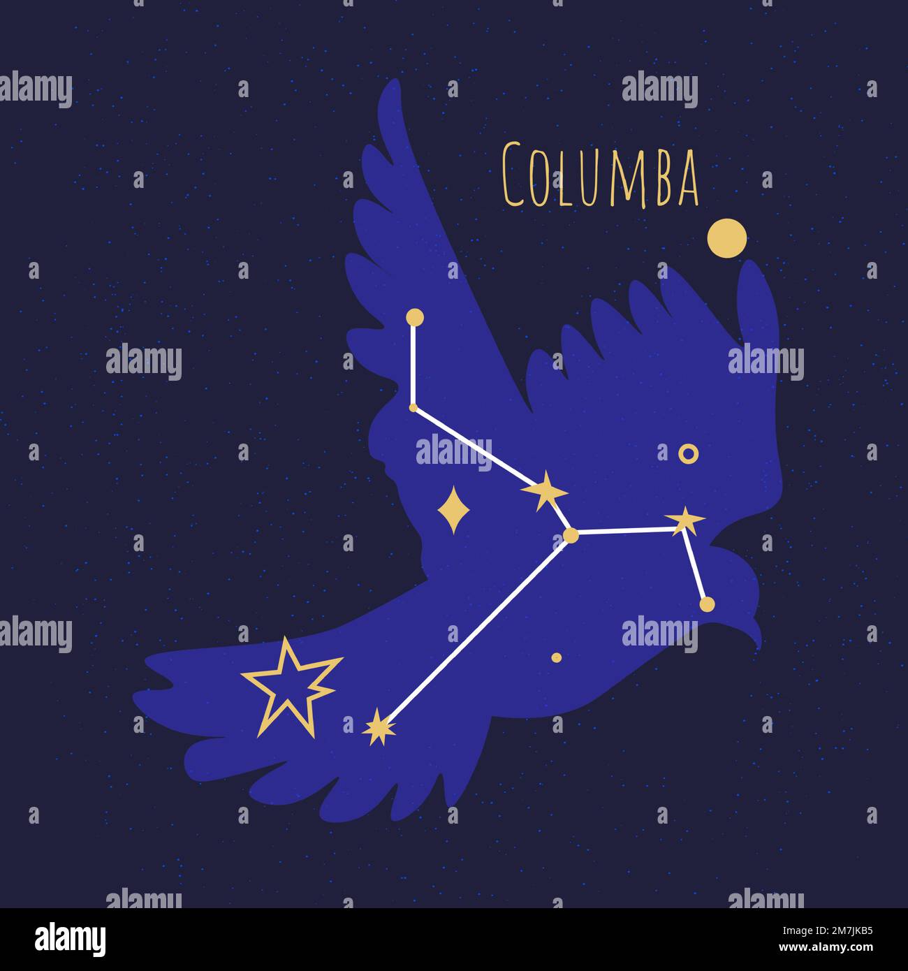 Constellation of columba, star formation of bird Stock Vector