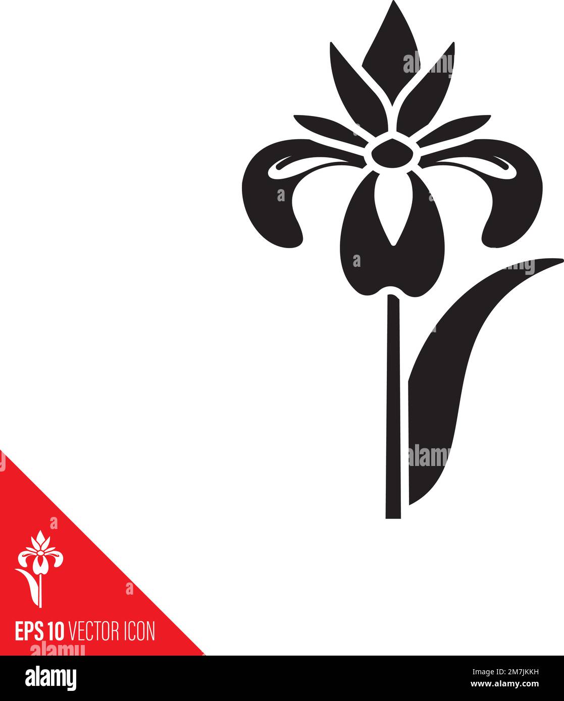 Iris blossom vector glyph icon. Spring flower symbol. Stock Vector