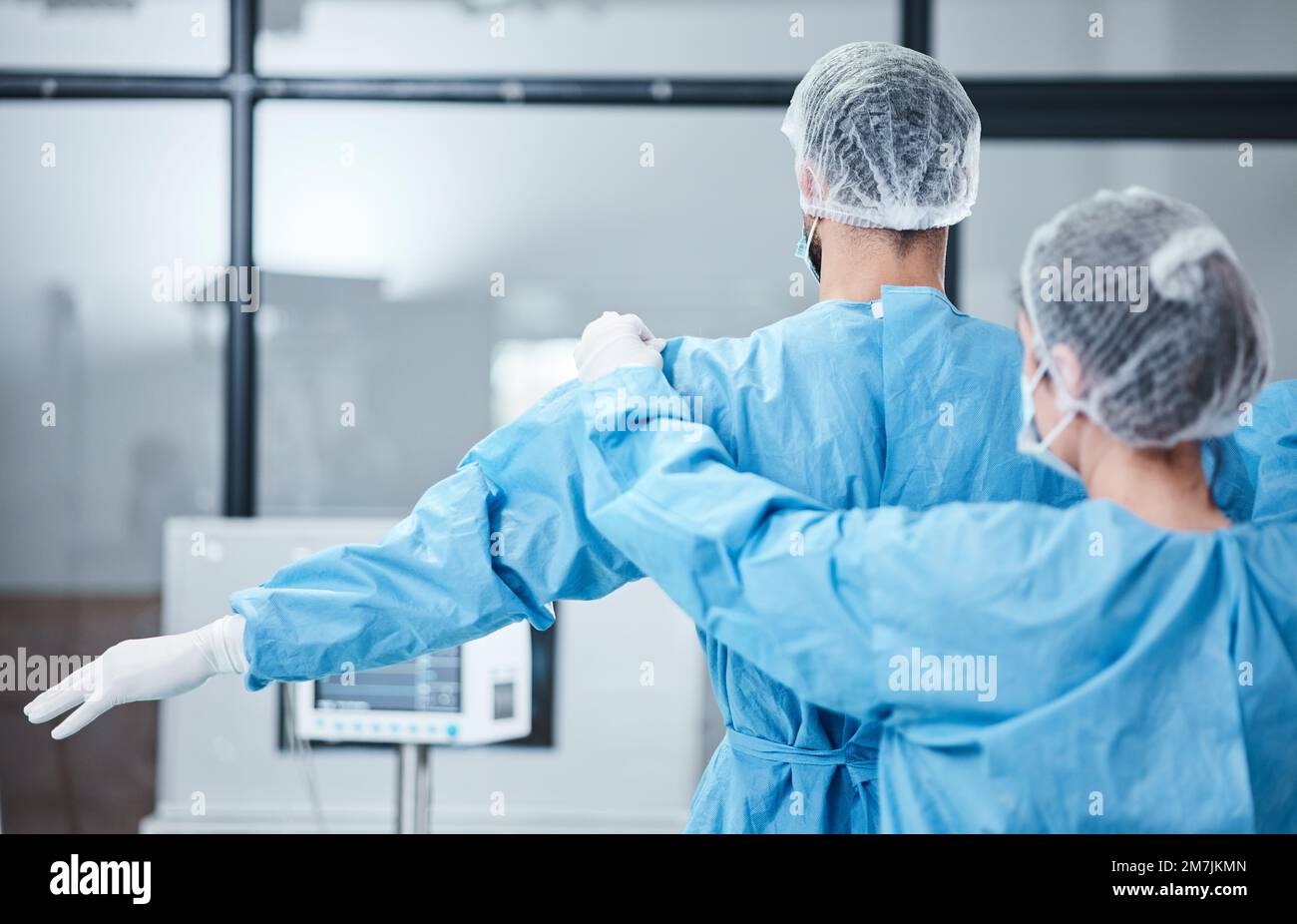 Doctor, uniform and surgeon prepare for surgery, operation or medical