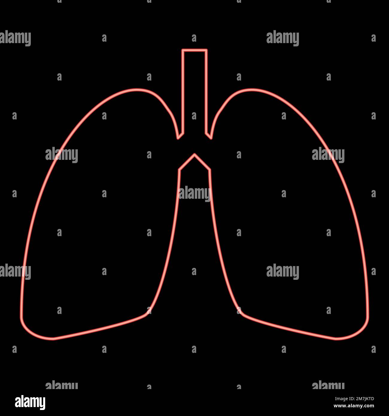 Neon lungs human red color vector illustration image flat style light ...