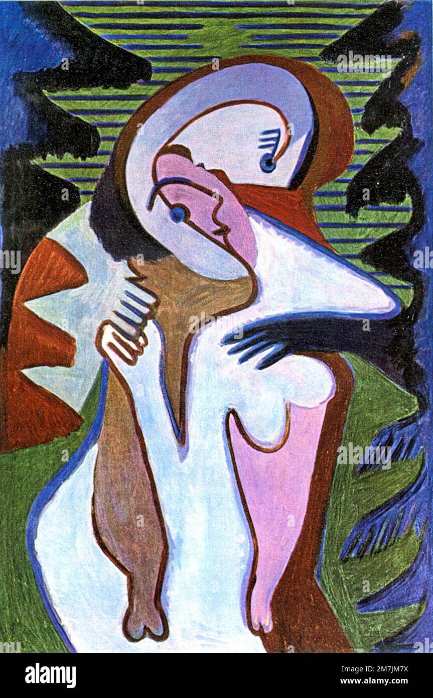 Ernst Ludwig Kirchner - Lovers - The Kiss Stock Photo