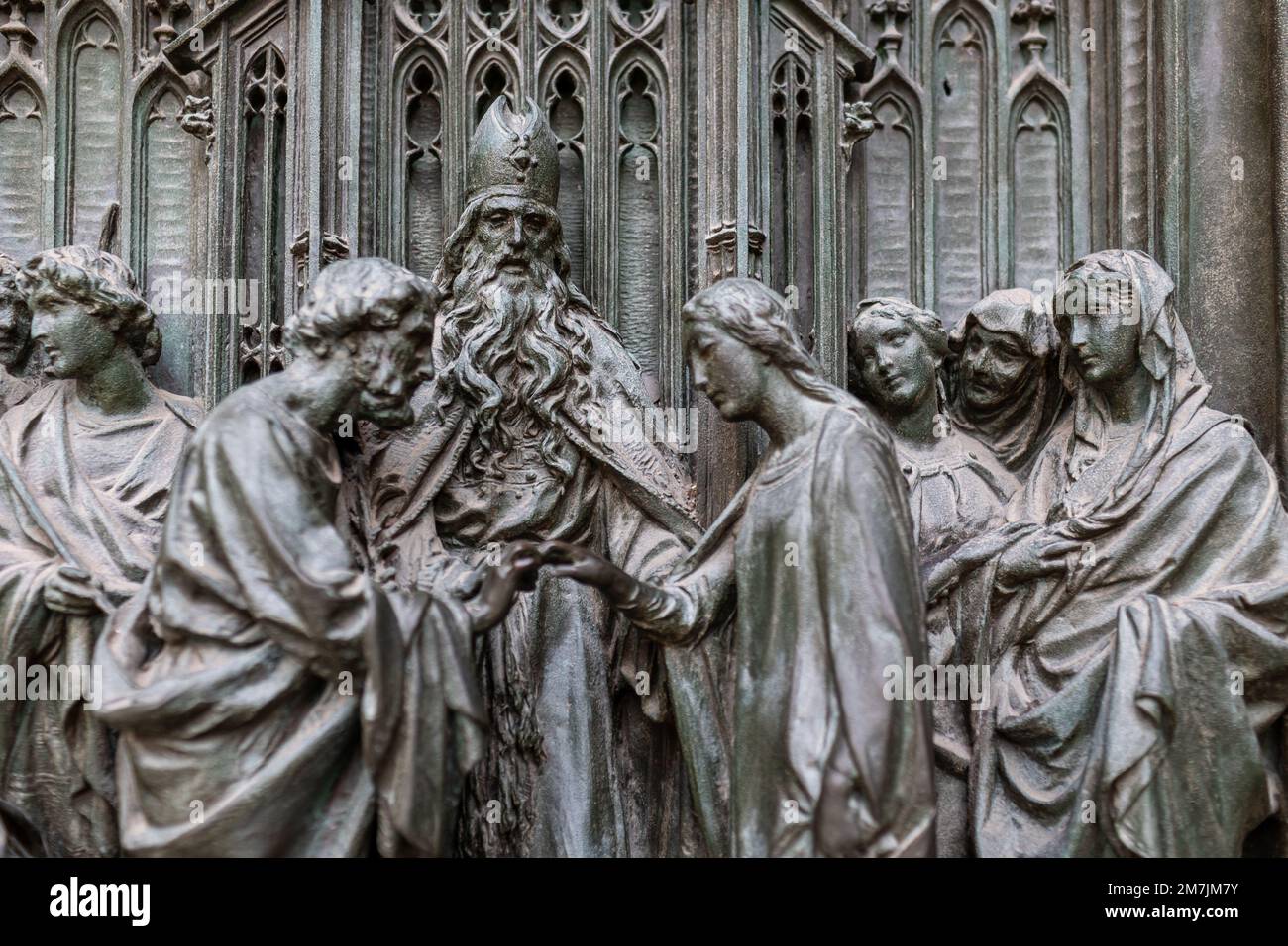 Exterior Sculpture Details of the Milan Cathedral (Duomo di Milano) in Milan, Italy Stock Photo