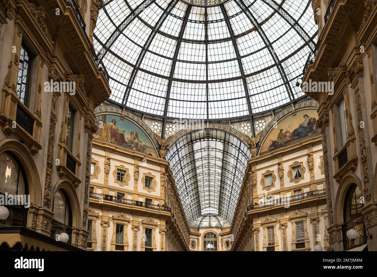 Interior of Galleria Vittorio Emanuele II on the Piazza del Duomo in central Milan Stock Photo