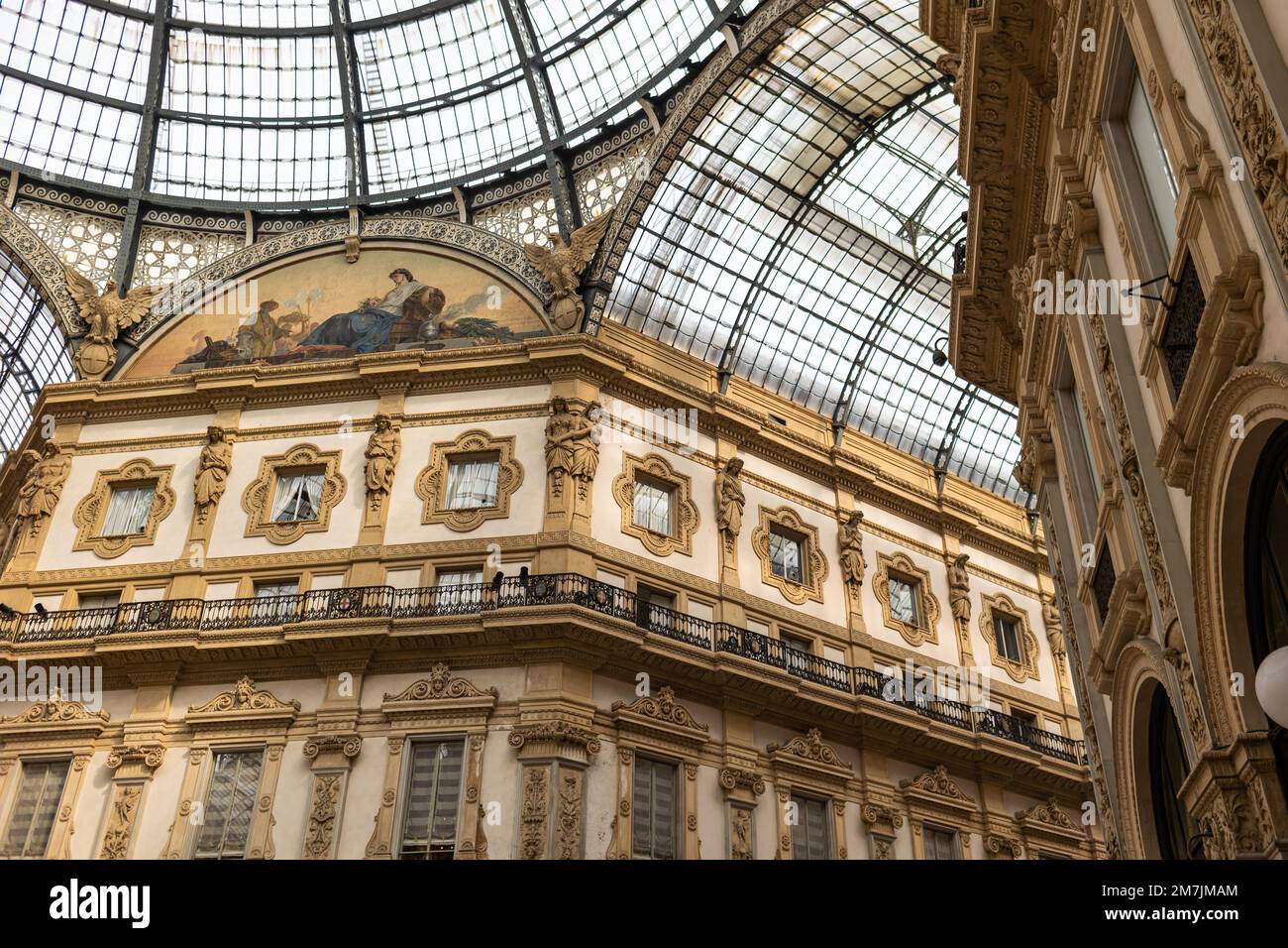 Interior of Galleria Vittorio Emanuele II on the Piazza del Duomo in central Milan Stock Photo