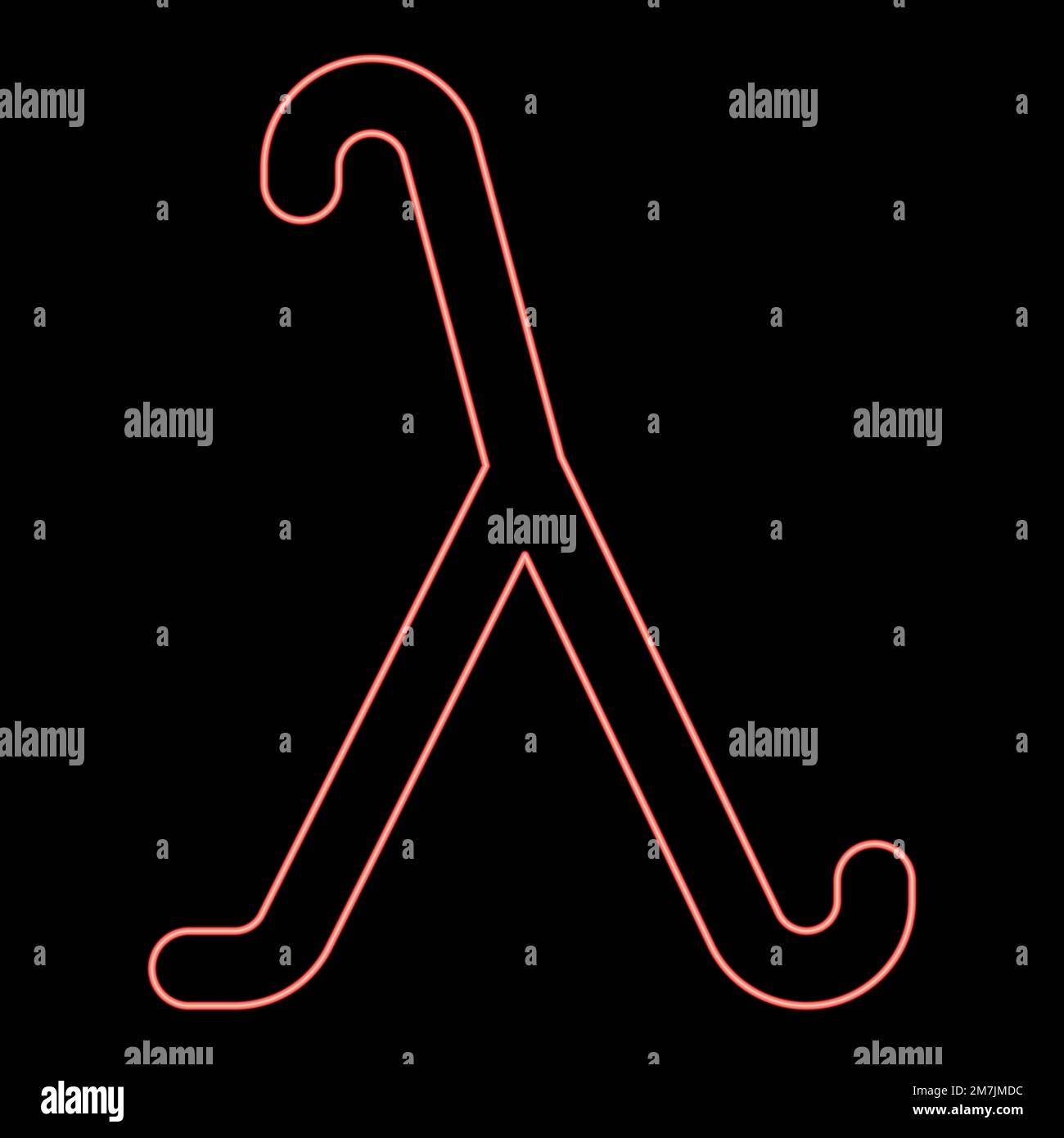 Neon lambda greek symbol small letter lowercase font red color vector