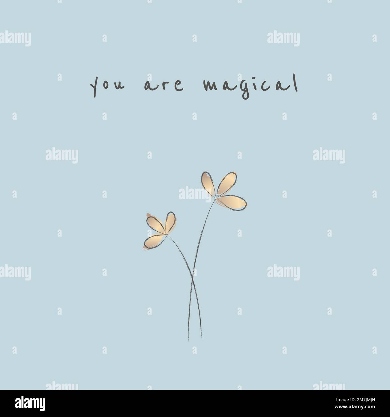 Motivational quote vector with doodle plant for social media post Stock Vector