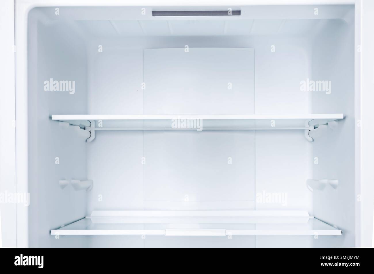 Empty open fridge with shelves, refrigerator.Copy space Stock Photo Alamy