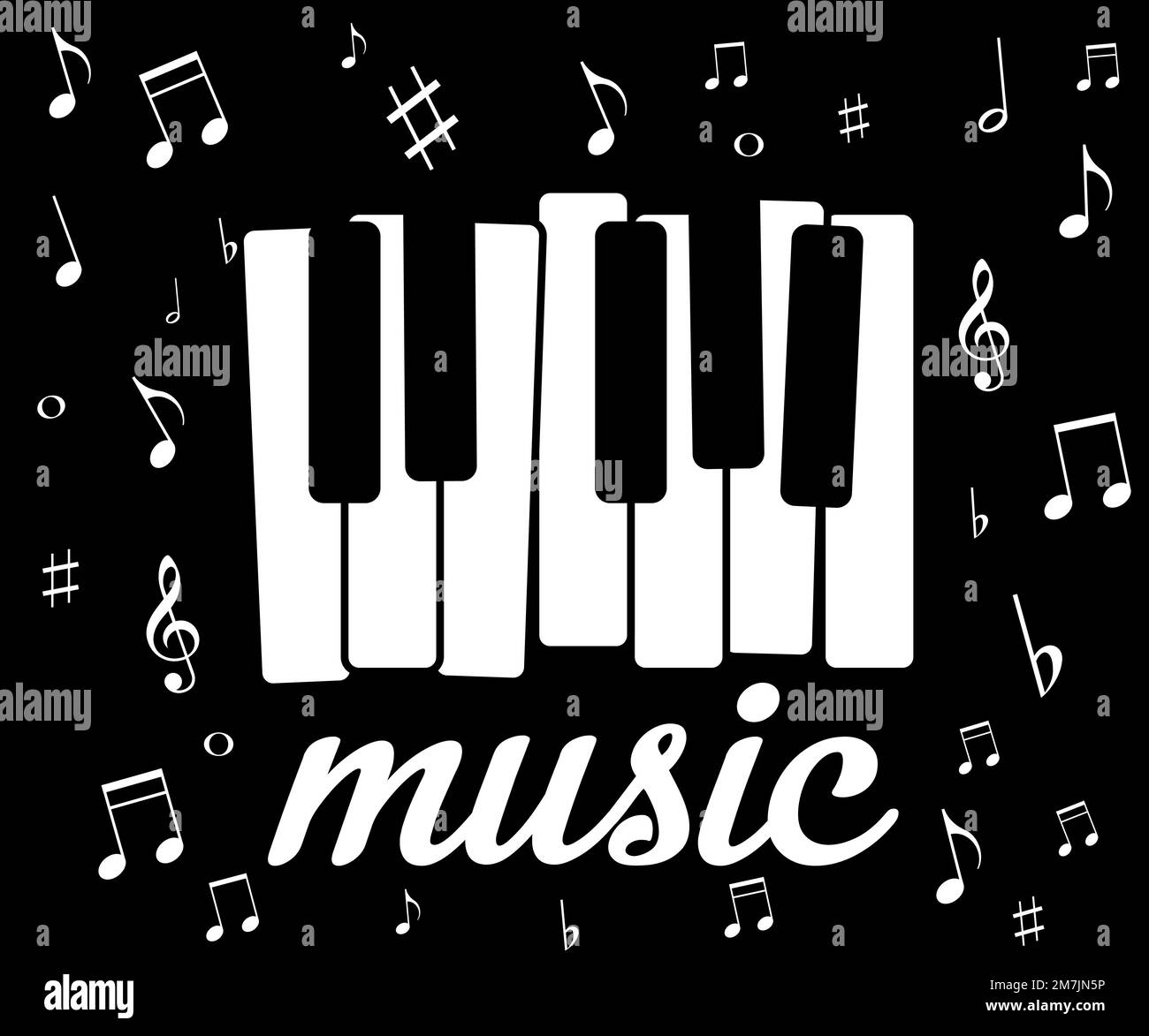 music icon, with piano and musical notes. Vector illustration. Eps 10 ...