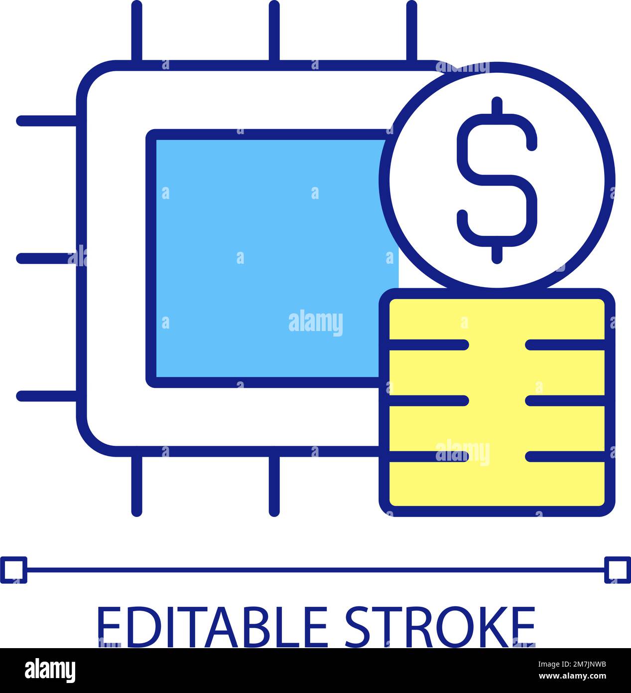 Computing technologies price RGB color icon Stock Vector
