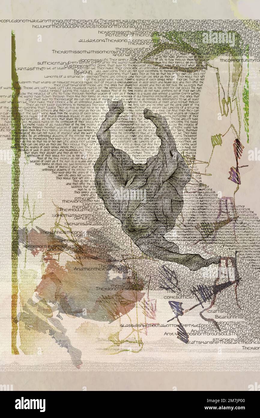 A linear style illustration of The Metamorphosis of Man's Personality