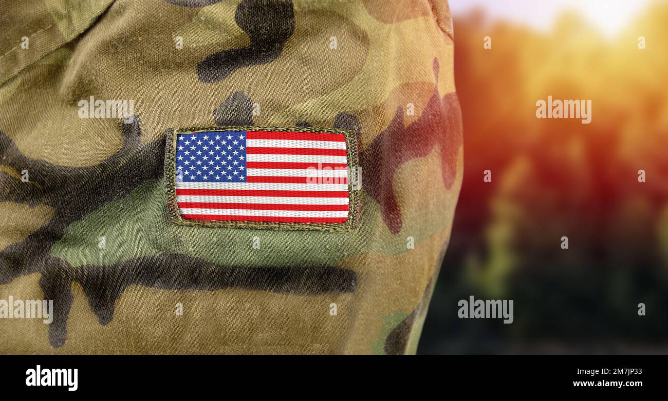 USA Flag and U.S. Army Patch on Military Uniform - Close Up Stock Image -  Image of patriot, shoulder: 55689611