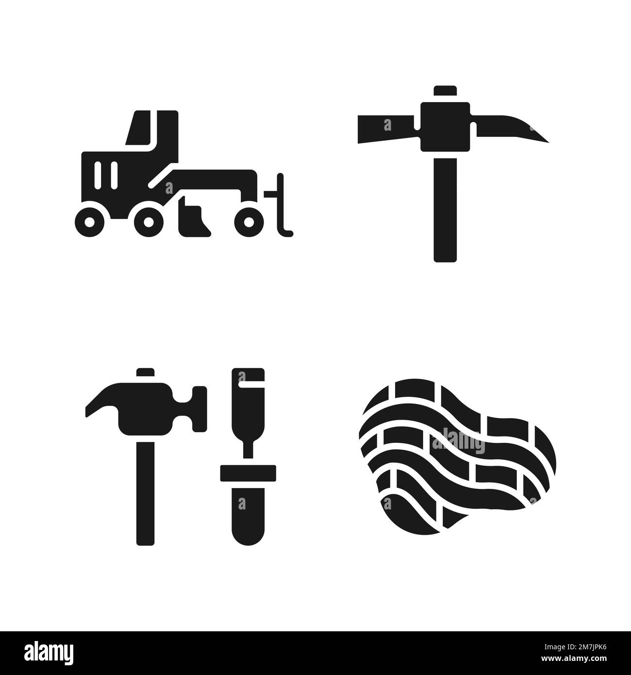 Quarry mining black glyph icons set on white space Stock Vector Image ...