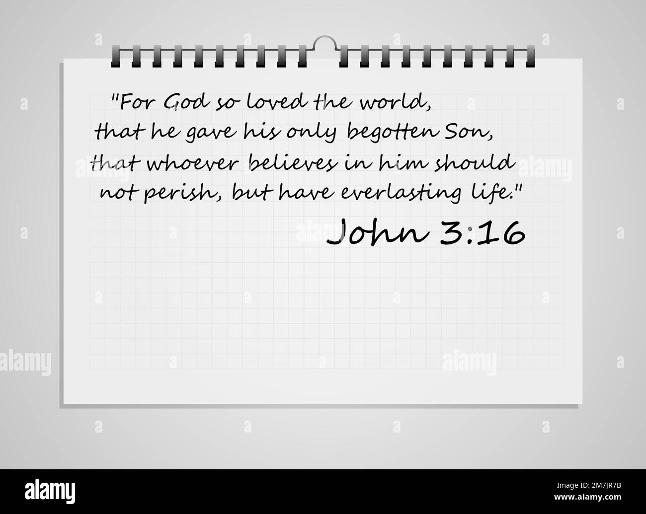 Bible verse on notebook isolated on white background. Vector