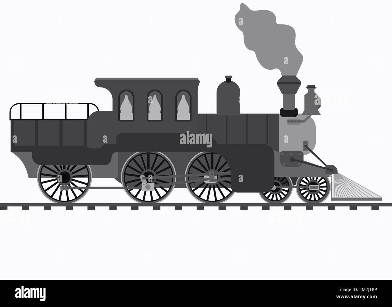 retro train isolated on white background. Vector illustration. Eps 10. Stock Vector
