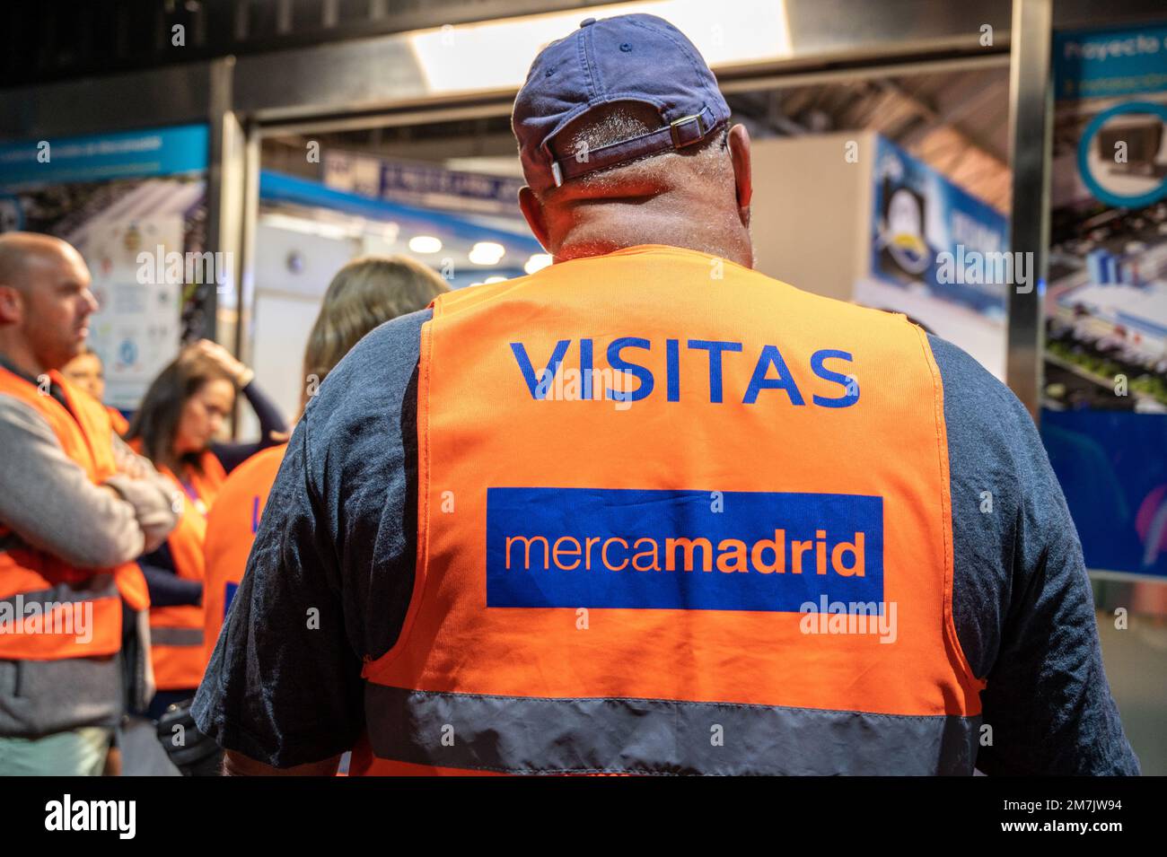 Man wearing safety vest at largest wholesale food market in Spain