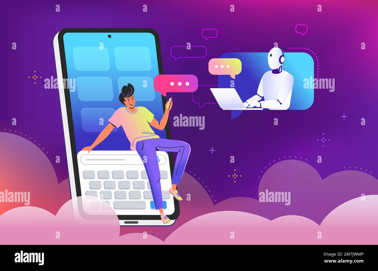 Chatbot ai and customer service online chat Stock Vector