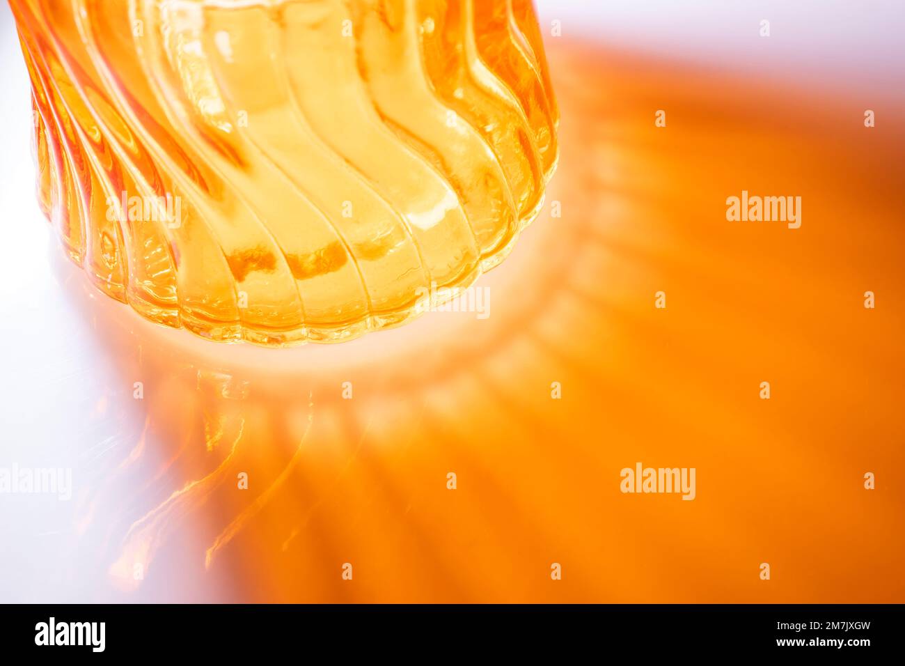 sunshine through a glass make beautiful pattern due to light infraction. Stock Photo