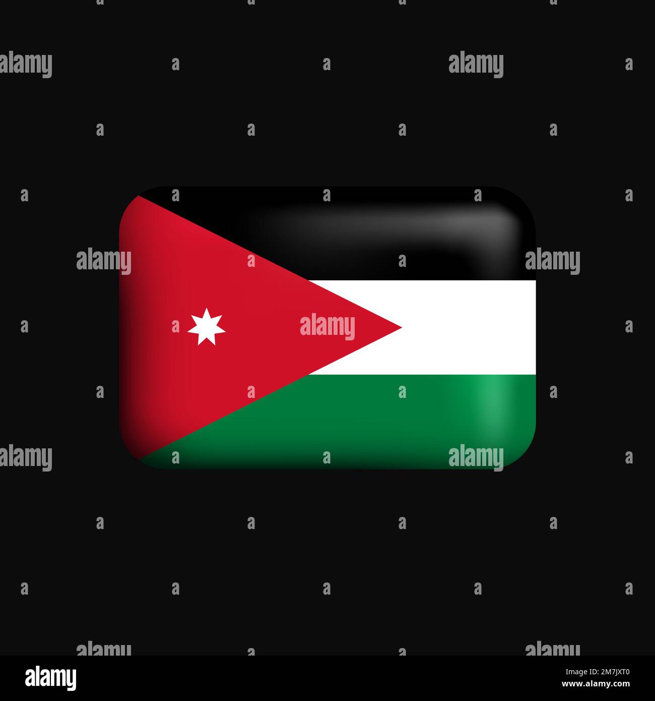 Jordan Flag 3D Icon. National Flag of Jordan. Vector illustration Stock
