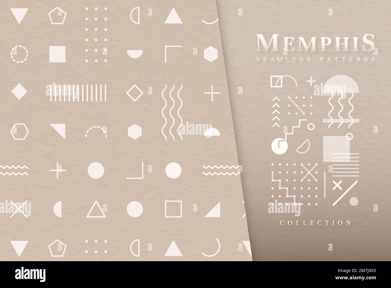 Beige Memphis seamless pattern vector Stock Vector