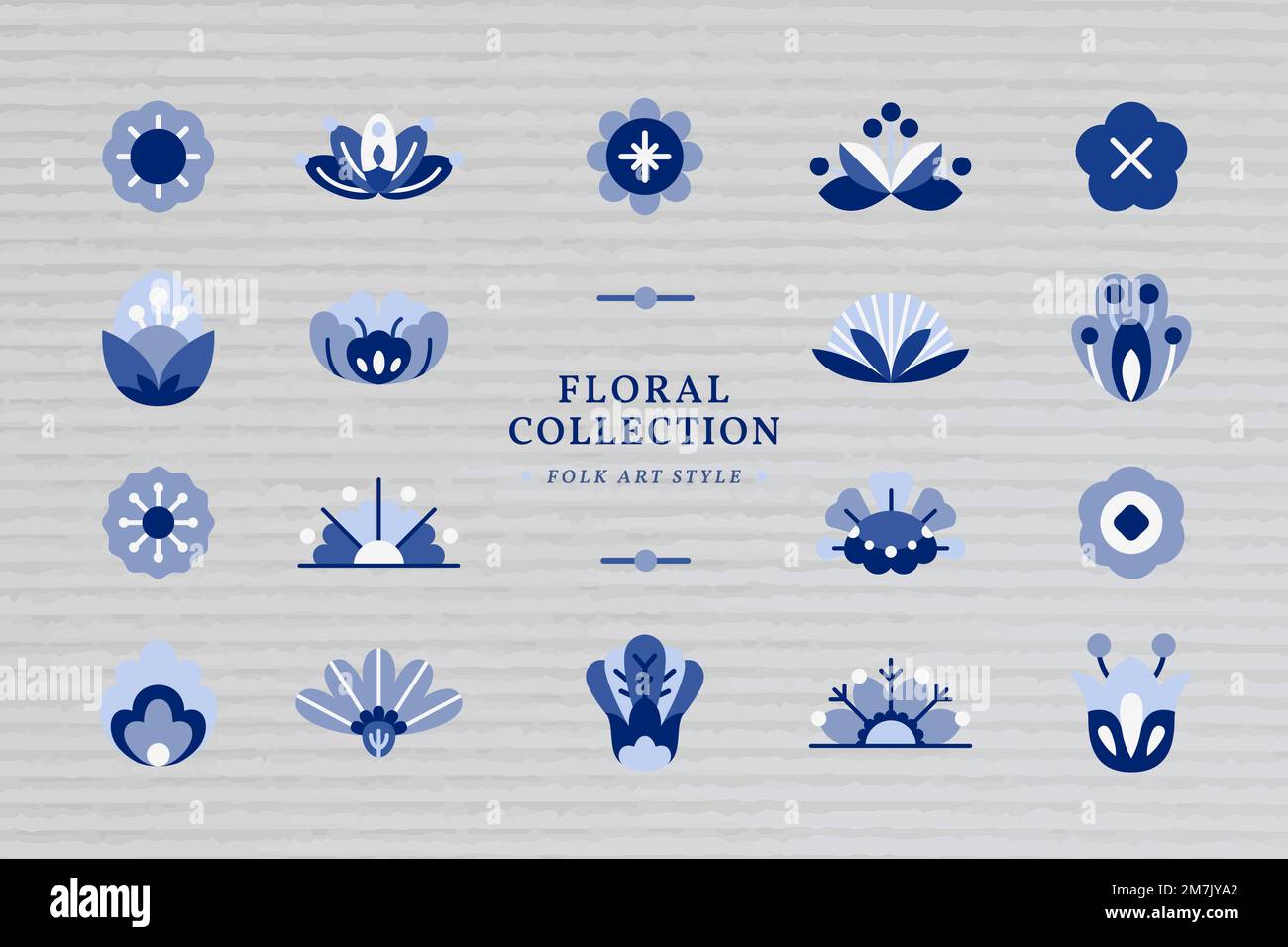 Blue folk art design elements vector set Stock Vector Image & Art - Alamy